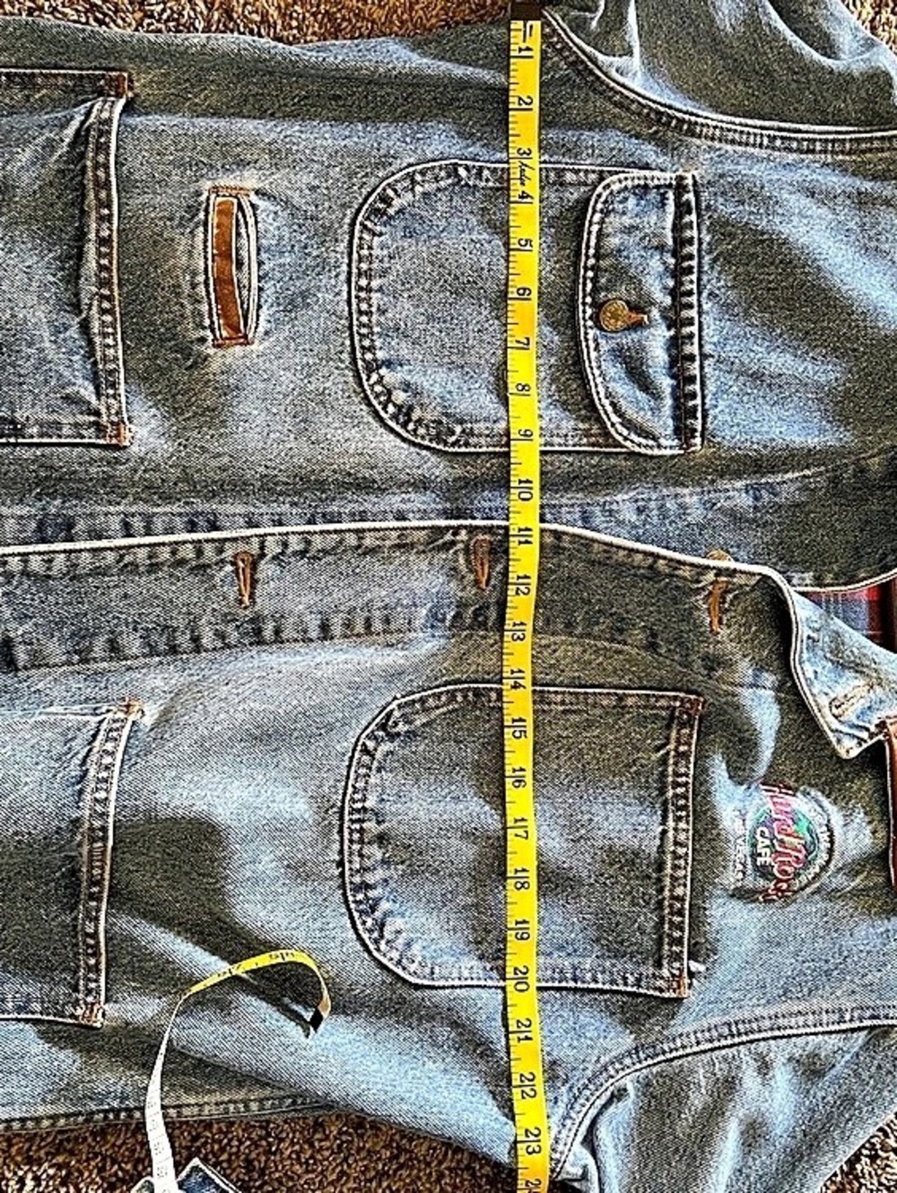 Hard Rock Cafe Custom Classics Denim Shirt Jacket Blue Brown Size Medium - Picture 6 of 7